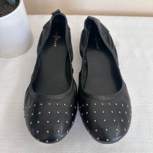 Cole Haan Black Leather Studded Flex Comfy Ballet Flats  Women’s 11B - Picture 2 of 12